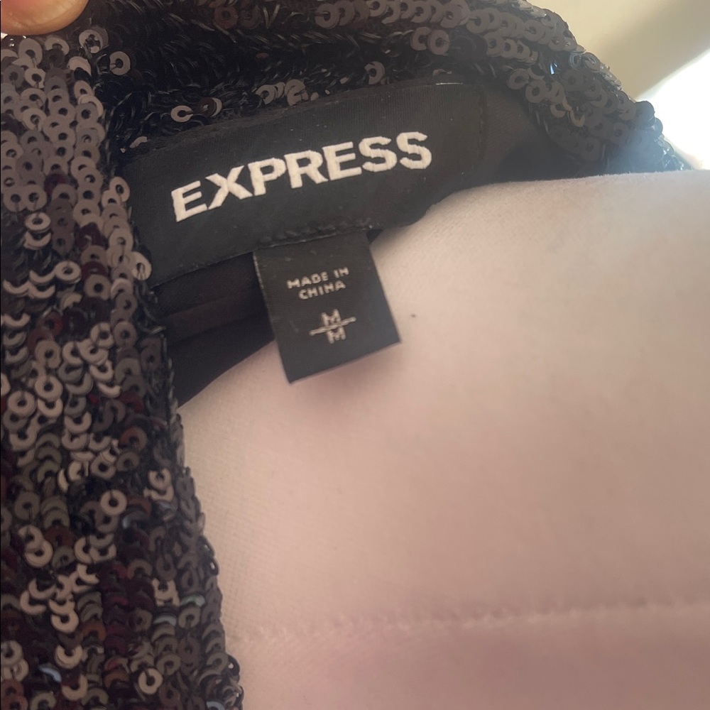 Express Black Sequin Blazer - image 5